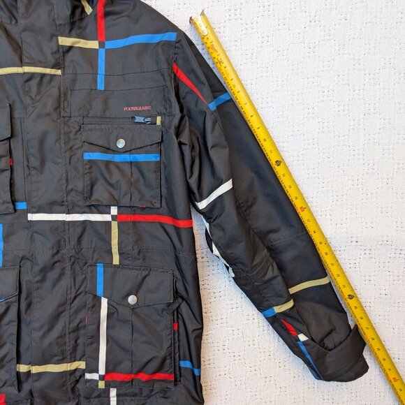 FOURSQUARE Snowboarding Jacket Vise Men's Sz L Black Shell Geometric Air Relaxed - Picture 8 of 10